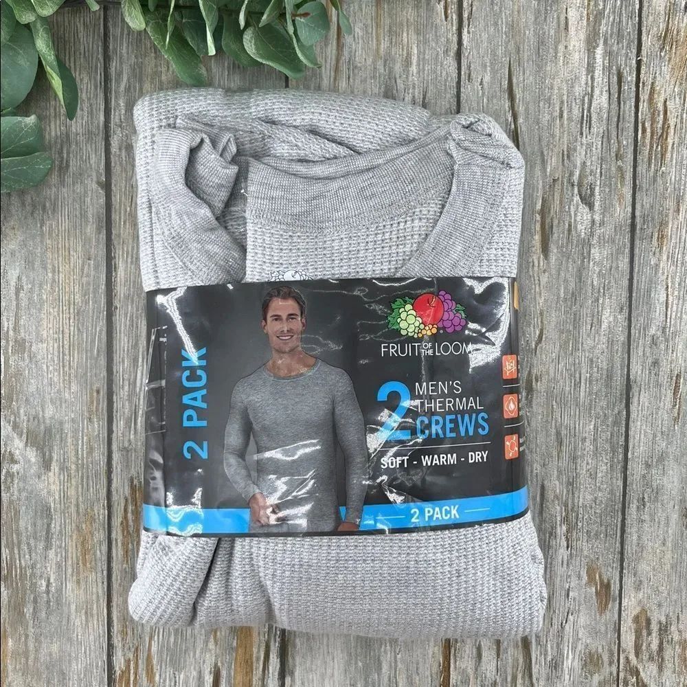 Fruit of the Loom Thermal Waffle Crew Top 2-Pack Size L
